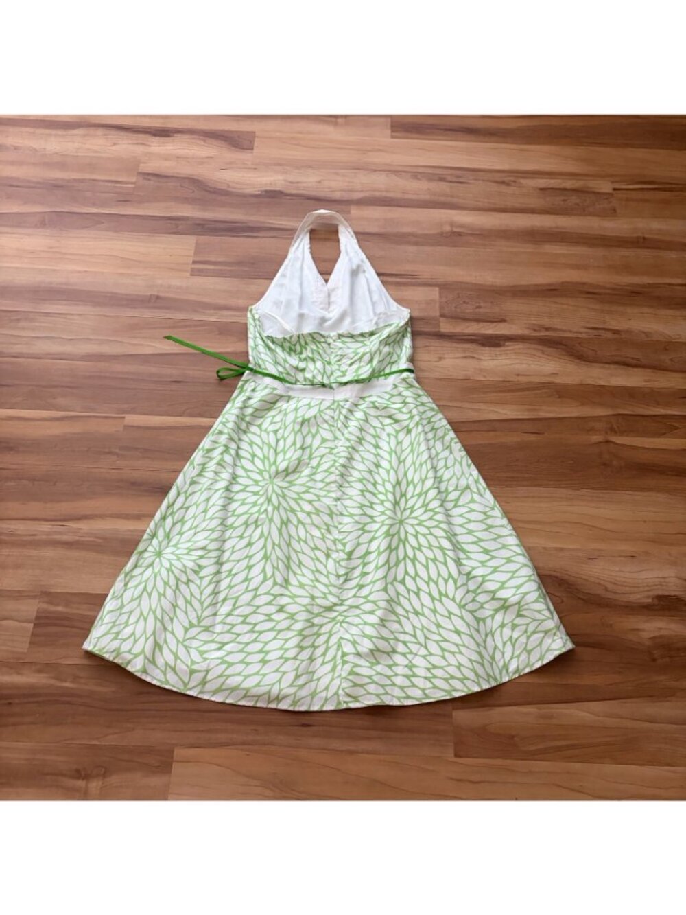Yves Cossette Depeche Mode Women’s Size 12 Green White Floral Halter Fit Flare - Picture 8 of 13
